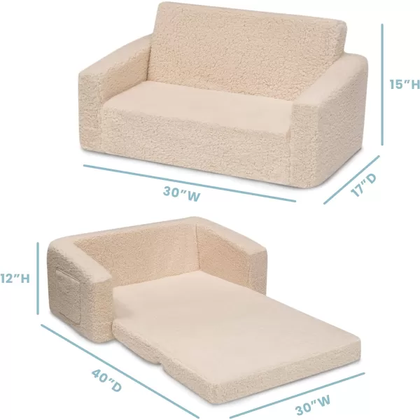 Cozee Flip-Out Sherpa 2-in-1 Convertible Sofa to Lounger for Kids, Grey