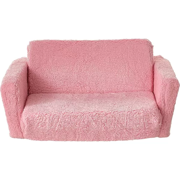 Cozee Flip-Out Sherpa 2-in-1 Convertible Sofa to Lounger for Kids, Grey
