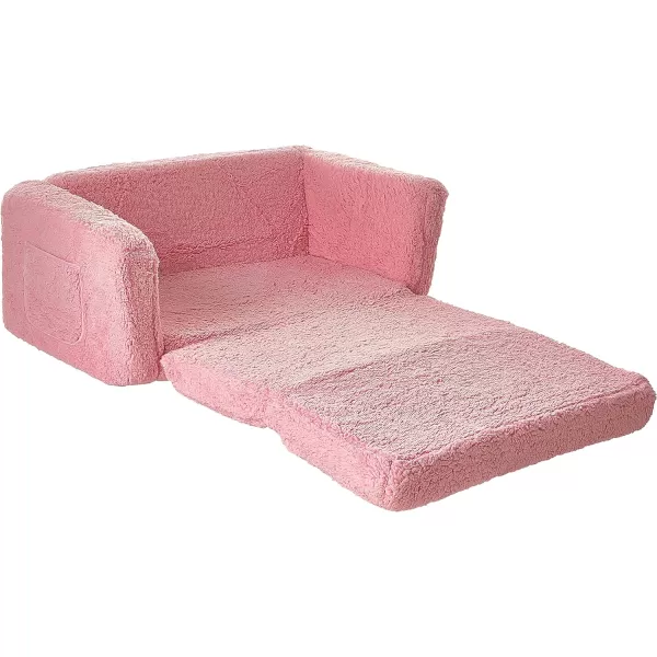 Cozee Flip-Out Sherpa 2-in-1 Convertible Sofa to Lounger for Kids, Grey