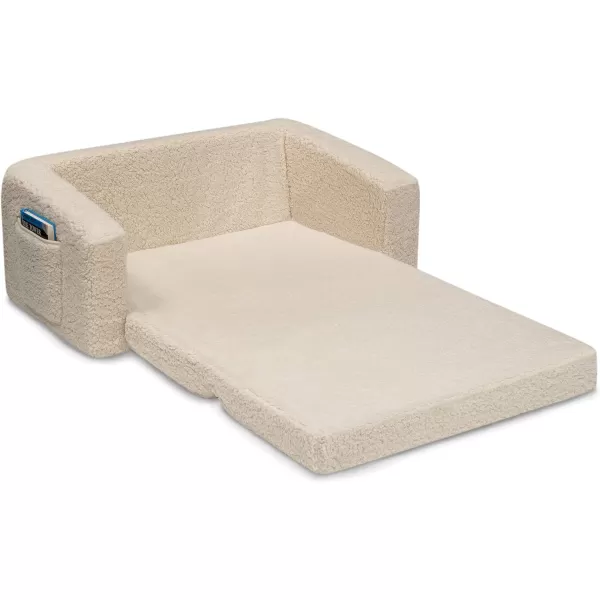 Cozee Flip-Out Sherpa 2-in-1 Convertible Sofa to Lounger for Kids, Grey