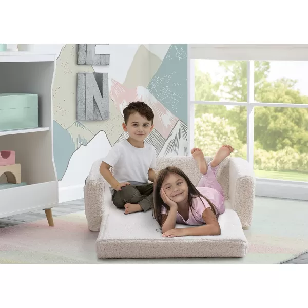 Cozee Flip-Out Sherpa 2-in-1 Convertible Sofa to Lounger for Kids, Grey