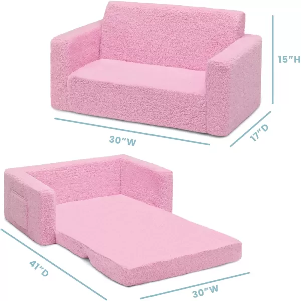 Cozee Flip-Out Sherpa 2-in-1 Convertible Sofa to Lounger for Kids, Grey
