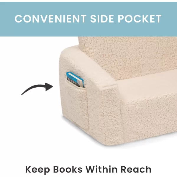 Cozee Flip-Out Sherpa 2-in-1 Convertible Sofa to Lounger for Kids, Grey