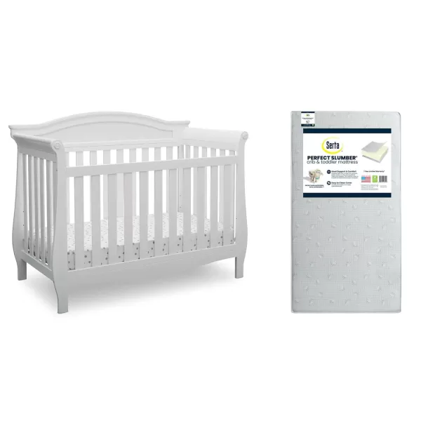 Delta Children Lancaster 4-in-1 Convertible Baby Crib, Bianca White