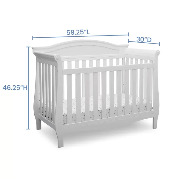 Delta Children Lancaster 4-in-1 Convertible Baby Crib, Bianca White