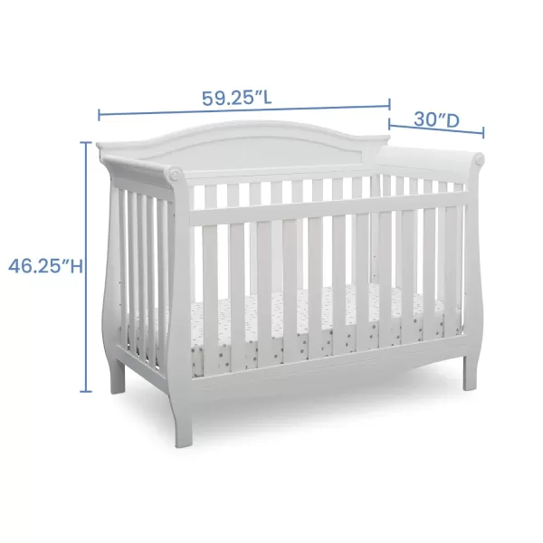 Delta Children Lancaster 4-in-1 Convertible Baby Crib, Bianca White