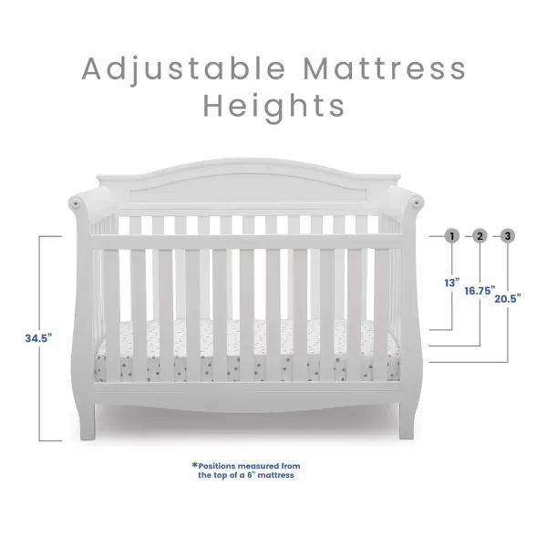 Delta Children Lancaster 4-in-1 Convertible Baby Crib, Bianca White