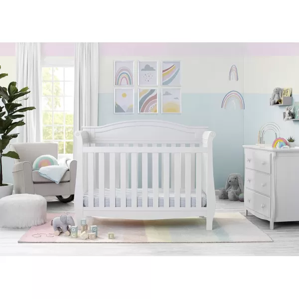 Delta Children Lancaster 4-in-1 Convertible Baby Crib, Bianca White