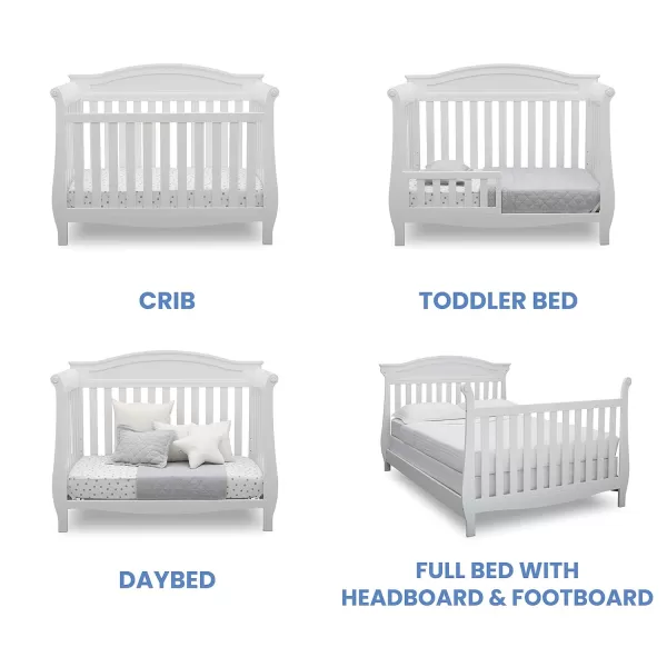 Delta Children Lancaster 4-in-1 Convertible Baby Crib, Bianca White