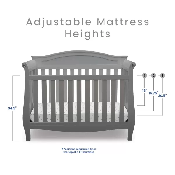 Delta Children Lancaster 4-in-1 Convertible Baby Crib, Bianca White