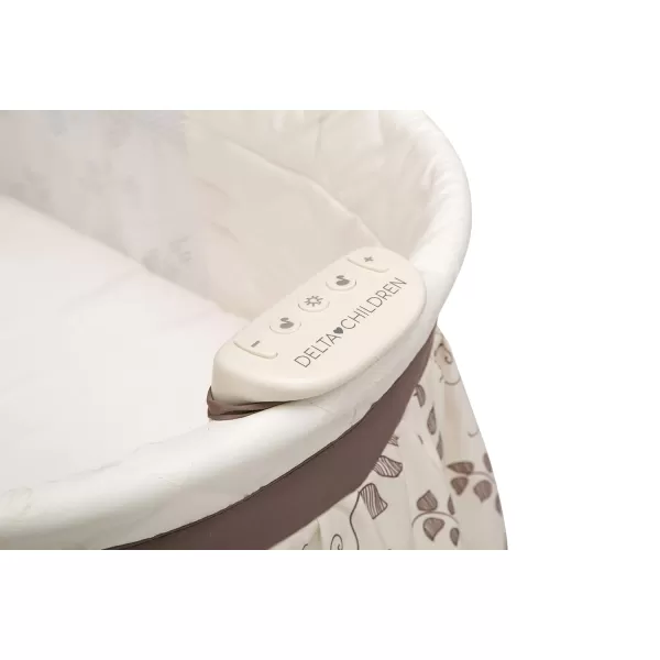 Deluxe Sweet Beginnings Bedside Bassinet - Portable Crib with Lights and Sounds, Falling Leaves