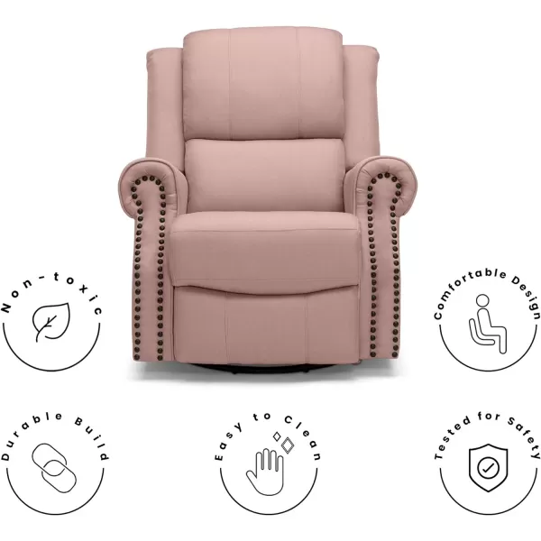 Denham Recliner Glider Swivel Chair, Adult, Wood, Blush