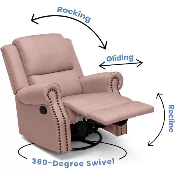 Denham Recliner Glider Swivel Chair, Adult, Wood, Blush