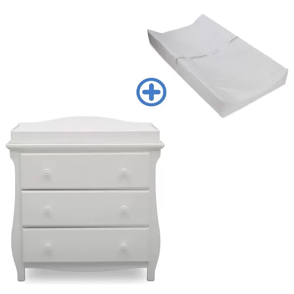 Lancaster 3 Drawer Dresser with Changing Top, Greenguard Gold Certified, Bianca White