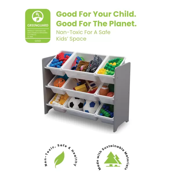 MySize 9 Bin Plastic Toy Organizer, Greenguard Gold Certified, Bianca White