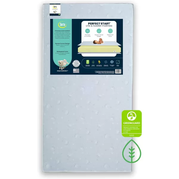 Serta Perfect Start Dual Sided Baby Crib Mattress &amp; Toddler Mattress - Waterproof - 6" Premium Sustainably Sourced Fiber Core - GREENGUARD Gold Certified – 7 Year Warranty - Made in USA