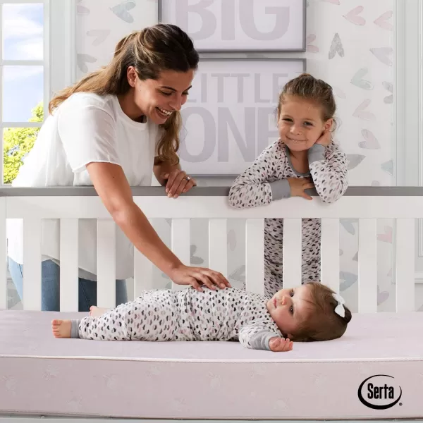Serta Sertapedic Petals Dual Sided Premium Recycled Fiber Core Crib and Toddler Mattress - Waterproof - GREENGUARD Gold Certified - Trusted 7 Year Warranty - Made in USA, Pink