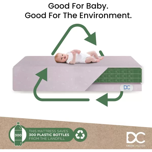Serta Sertapedic Petals Dual Sided Premium Recycled Fiber Core Crib and Toddler Mattress - Waterproof - GREENGUARD Gold Certified - Trusted 7 Year Warranty - Made in USA, Pink