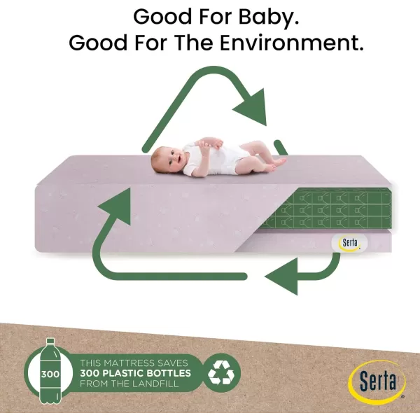 Serta Sertapedic Petals Dual Sided Premium Recycled Fiber Core Crib and Toddler Mattress - Waterproof - GREENGUARD Gold Certified - Trusted 7 Year Warranty - Made in USA, Pink