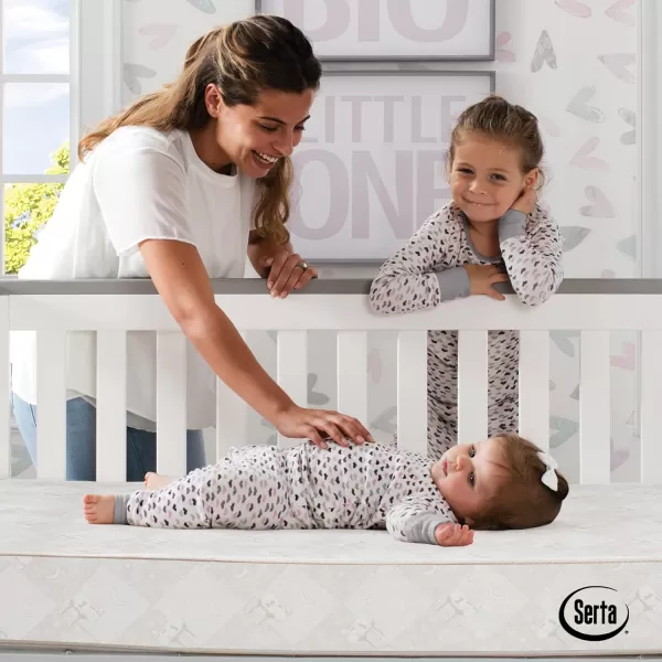 Serta Tranquility Eco Firm 2-Stage 6" Premium Baby Crib Mattress &amp; Toddler Mattress - Waterproof - GREENGUARD Gold Certified - 50 Year Warranty - Made in USA,White