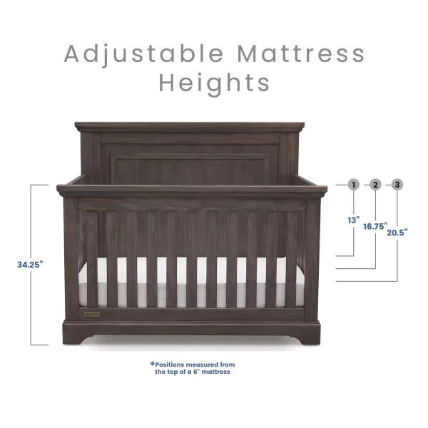 Simmons Kids SlumberTime Paloma 4-in-1 Convertible Crib, Rustic Grey
