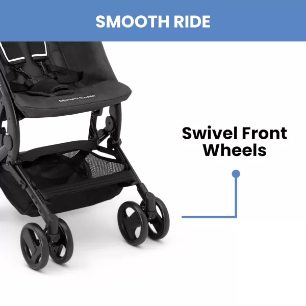 The Clutch Stroller by Delta Children - Lightweight Compact Folding Stroller - Fits Airplane Overhead Storage - Black