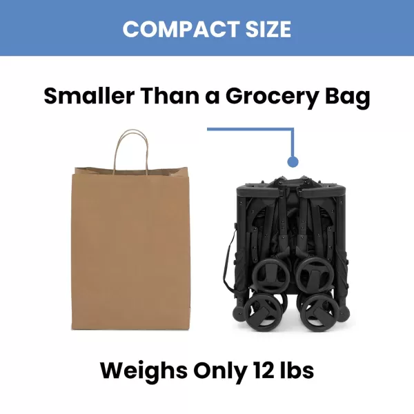 The Clutch Stroller by Delta Children - Lightweight Compact Folding Stroller - Fits Airplane Overhead Storage - Black