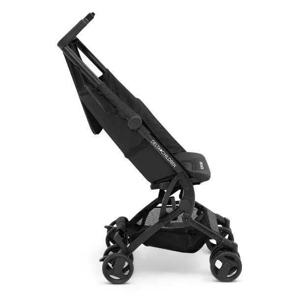 The Clutch Stroller by Delta Children - Lightweight Compact Folding Stroller - Fits Airplane Overhead Storage - Black