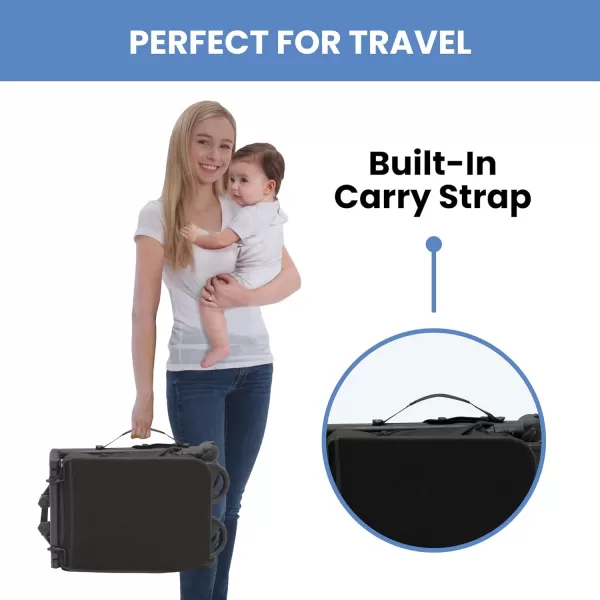 The Clutch Stroller by Delta Children - Lightweight Compact Folding Stroller - Fits Airplane Overhead Storage - Black