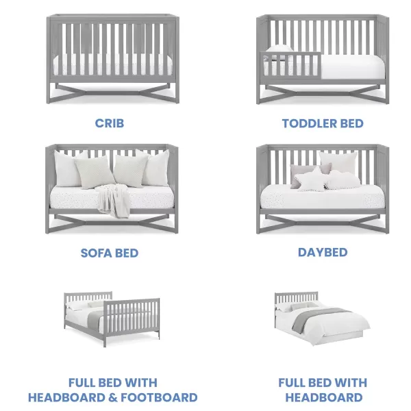 Tribeca 4-in-1 Convertible Crib, White/Grey