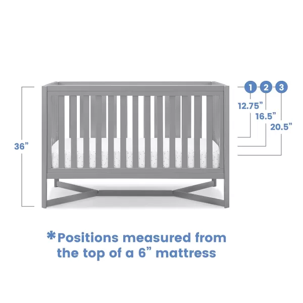 Tribeca 4-in-1 Convertible Crib, White/Grey