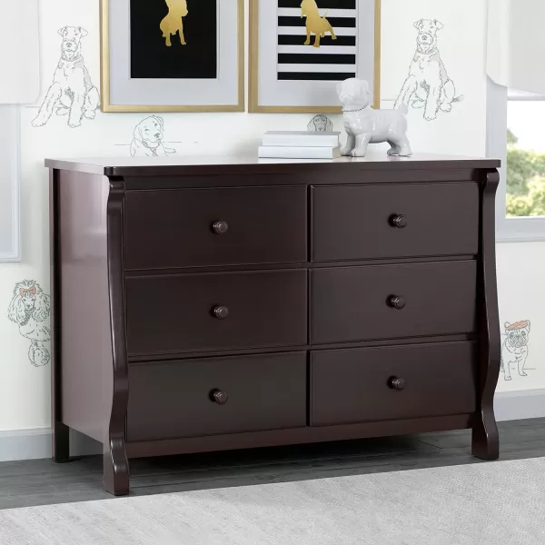 Universal 6 Drawer Dresser, Greenguard Gold Certified, Dark Chocolate