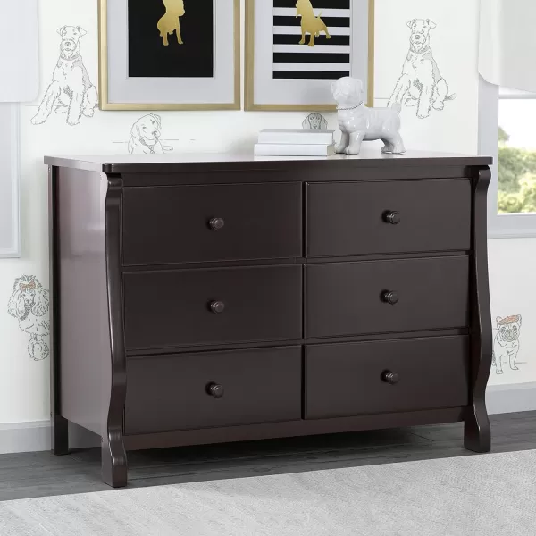 Universal 6 Drawer Dresser, Greenguard Gold Certified, Dark Chocolate