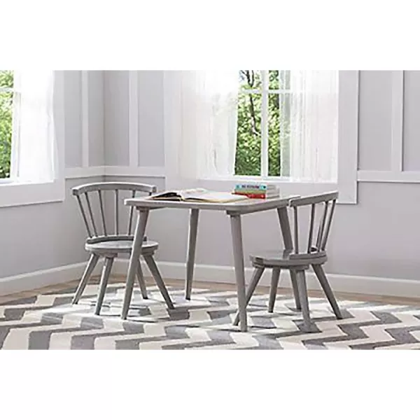 Windsor Kids Wood Table Chair Set  - Ideal for Arts &amp; Crafts, Snack Time, Homeschooling, Homework &amp; More, Greenguard Gold Certified, Grey
