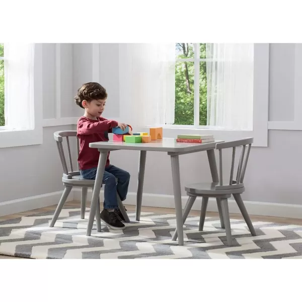 Windsor Kids Wood Table Chair Set  - Ideal for Arts &amp; Crafts, Snack Time, Homeschooling, Homework &amp; More, Greenguard Gold Certified, Grey