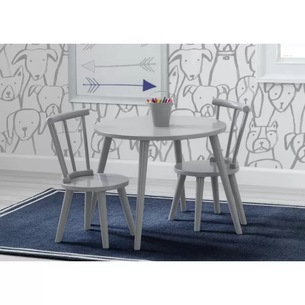 Windsor Kids Wood Table Chair Set  - Ideal for Arts &amp; Crafts, Snack Time, Homeschooling, Homework &amp; More, Greenguard Gold Certified, Grey