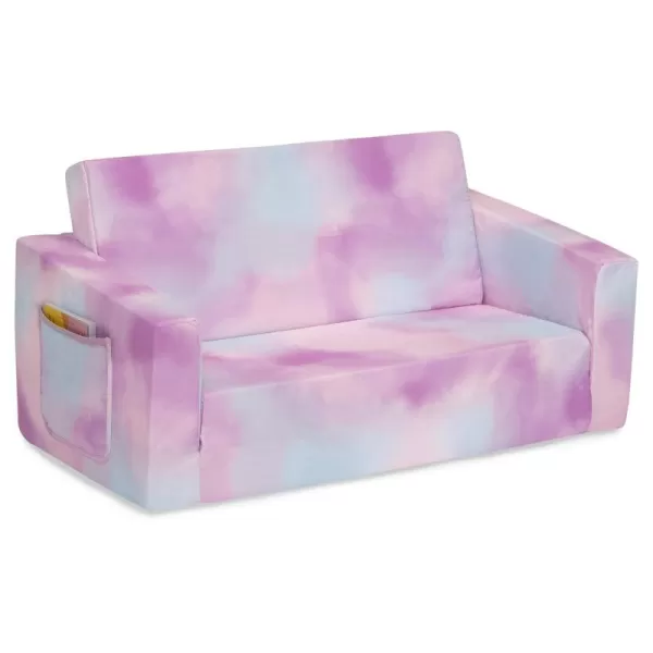 Cozee Flip-Out 2-in-1 Convertible Sofa to Lounger for Kids, Pink Tie Dye