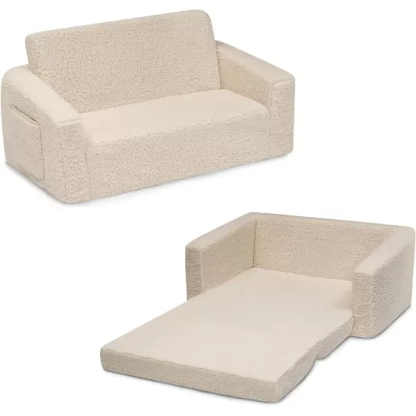 Cozee Flip-Out Sherpa 2-in-1 Convertible Sofa to Lounger for Kids, Grey