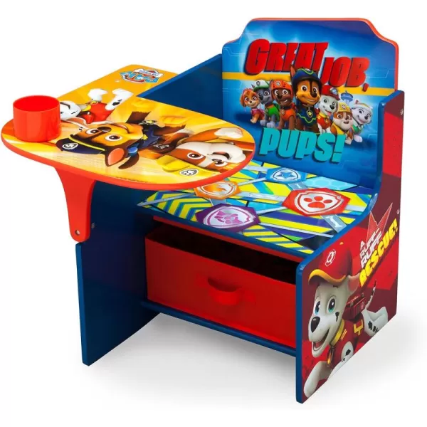 Delta Children Chair Desk with Storage Bin - Ideal for Arts &amp; Crafts, Snack Time, Homeschooling, Homework, Reading &amp; More, Nick Jr. PAW Patrol, with Cup Holders|Arm Rest, Engineered Wood