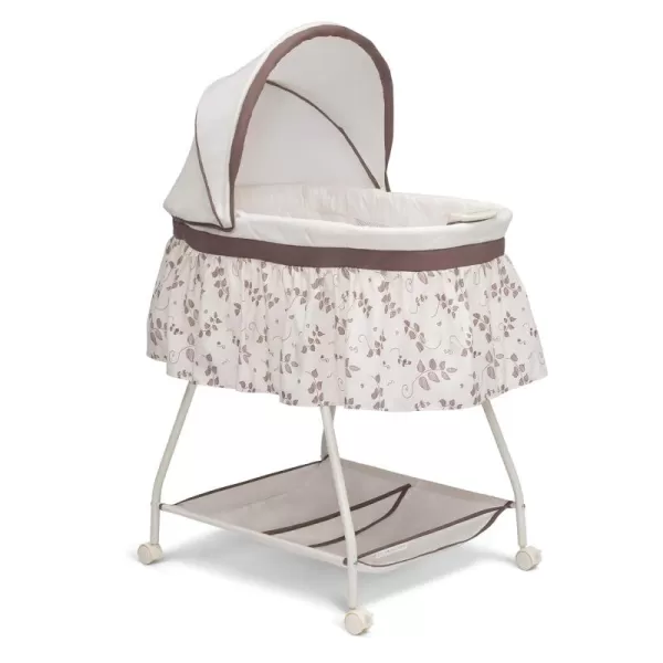 Deluxe Sweet Beginnings Bedside Bassinet - Portable Crib with Lights and Sounds, Falling Leaves