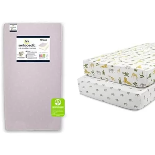 Serta Sertapedic Petals Dual Sided Premium Recycled Fiber Core Crib and Toddler Mattress - Waterproof - GREENGUARD Gold Certified - Trusted 7 Year Warranty - Made in USA, Pink
