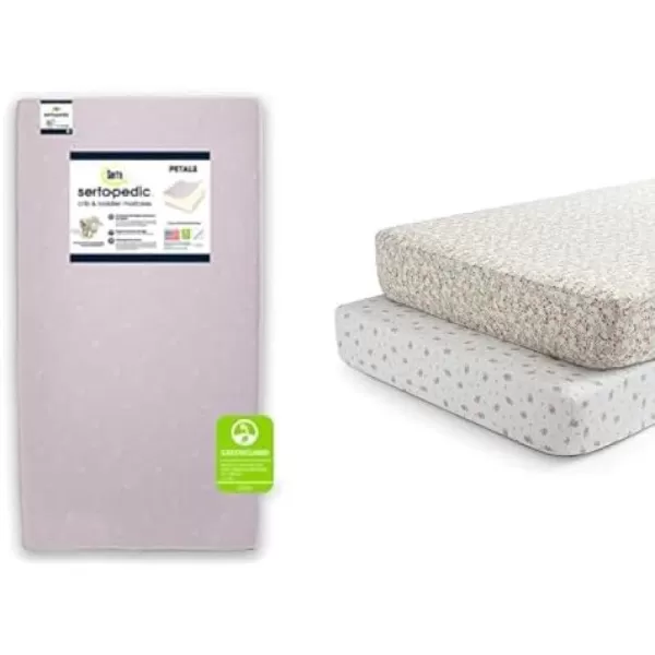 Serta Sertapedic Petals Dual Sided Premium Recycled Fiber Core Crib and Toddler Mattress - Waterproof - GREENGUARD Gold Certified - Trusted 7 Year Warranty - Made in USA, Pink
