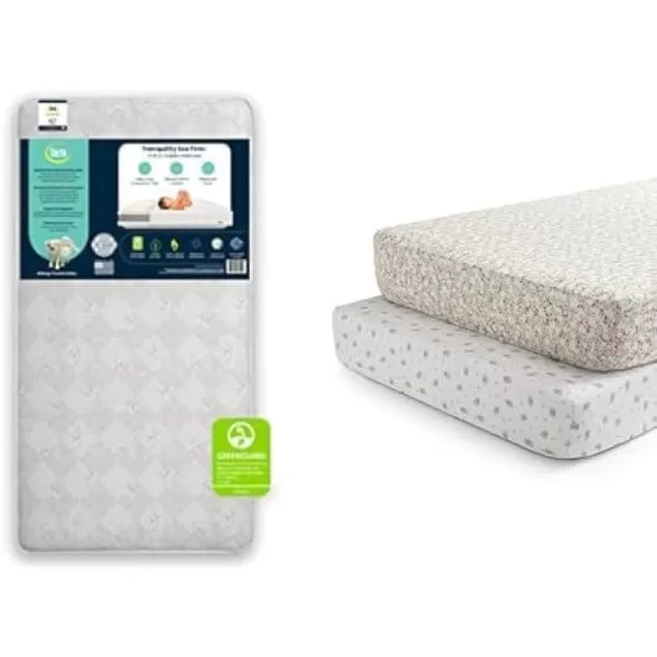 Serta Tranquility Eco Firm 2-Stage 6" Premium Baby Crib Mattress &amp; Toddler Mattress - Waterproof - GREENGUARD Gold Certified - 50 Year Warranty - Made in USA,White