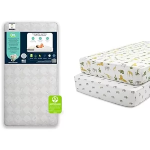 Serta Tranquility Eco Firm 2-Stage 6" Premium Baby Crib Mattress &amp; Toddler Mattress - Waterproof - GREENGUARD Gold Certified - 50 Year Warranty - Made in USA,White