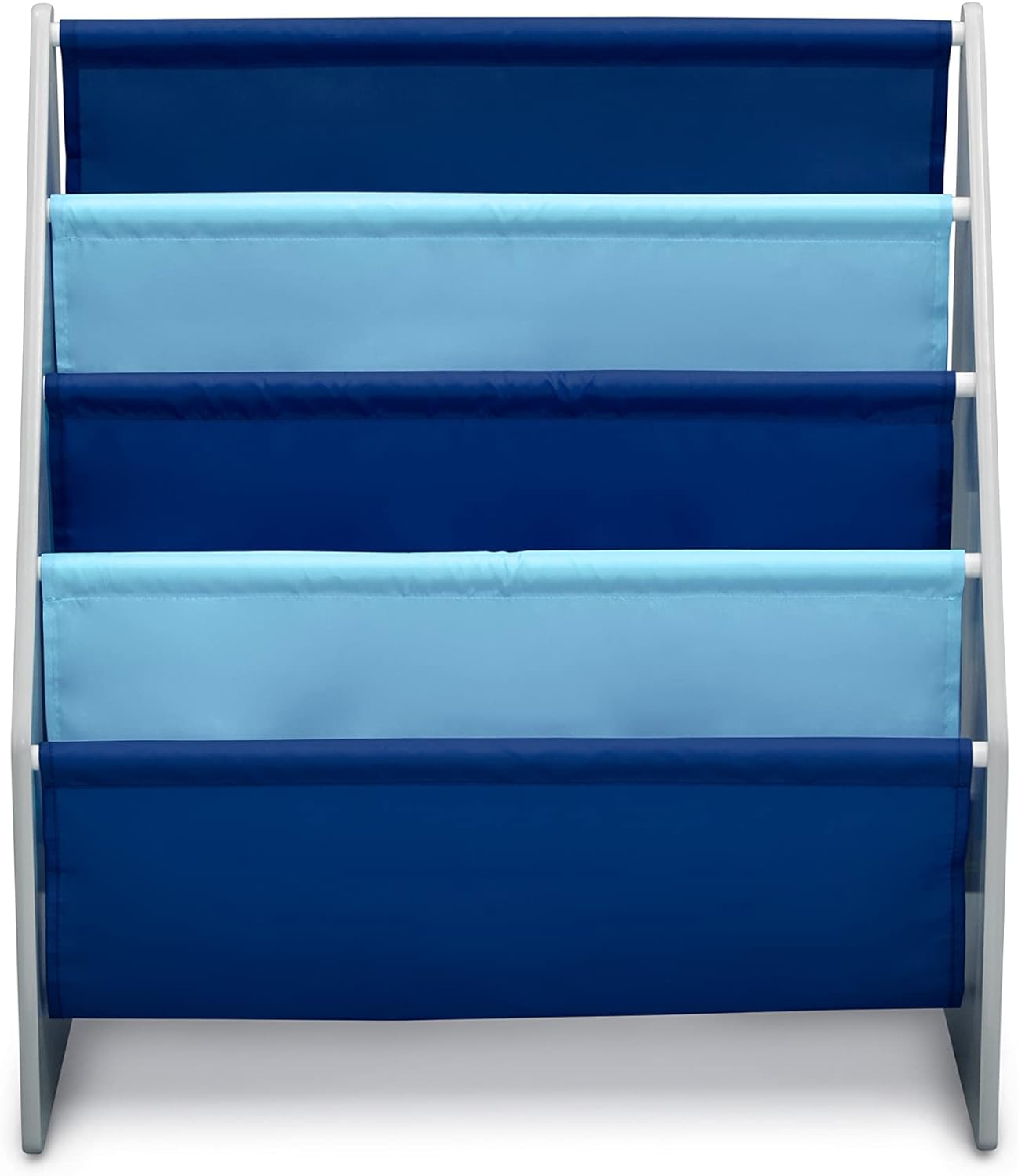 Sling Book Rack Bookshelf for Kids - Easy-to-Reach Storage for Books, Magazines or Coloring Books - Ideal for Playrooms &amp; Homeschooling - Greenguard Gold Certified, Grey/Blue
