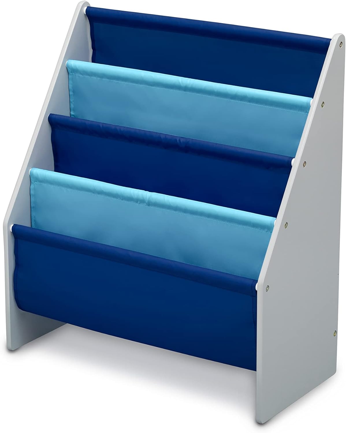 Sling Book Rack Bookshelf for Kids - Easy-to-Reach Storage for Books, Magazines or Coloring Books - Ideal for Playrooms &amp; Homeschooling - Greenguard Gold Certified, Grey/Blue