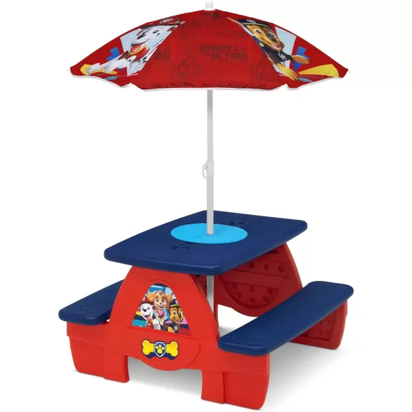 4 Seat Activity Picnic Table with Umbrella and Lego Compatible Tabletop, PAW Patrol