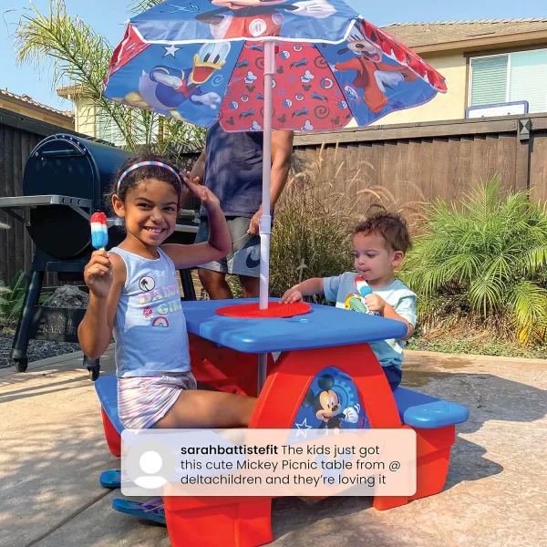 4 Seat Activity Picnic Table with Umbrella and Lego Compatible Tabletop, PAW Patrol