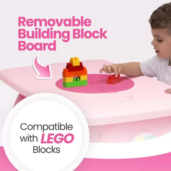 4 Seat Activity Picnic Table with Umbrella and Lego Compatible Tabletop, PAW Patrol