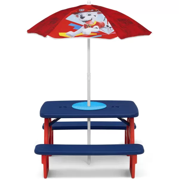 4 Seat Activity Picnic Table with Umbrella and Lego Compatible Tabletop, PAW Patrol